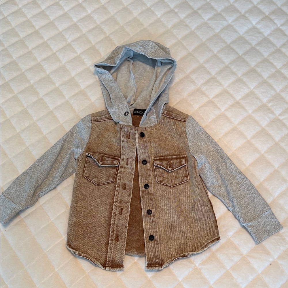 Kids Denim and Gray Hooded Jacket
